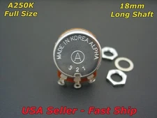 Alpha A250K Audio Taper 18mm Long Shaft Guitar Potentiometer Full Size Pot 250K