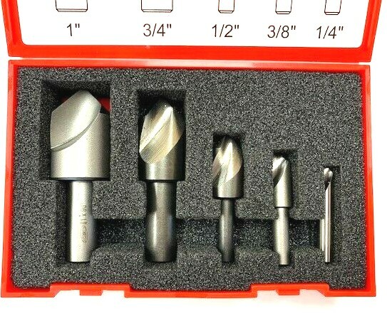 5 PIECE SINGLE FLUTE 90 DEG COUNTERSINK SET 1/4, 3/8, 1/2, 3