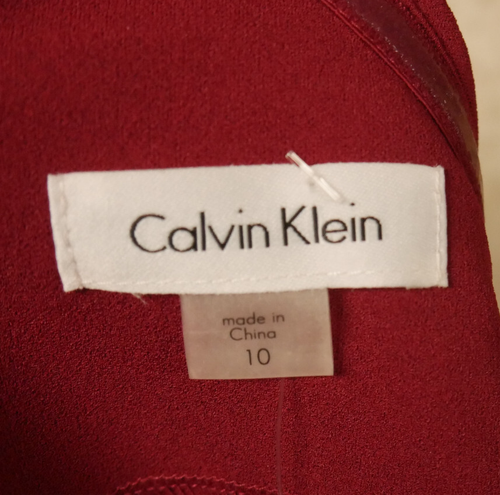 NWT ELEGANT CALVIN KLEIN SZ 10 CRANBERRY COLOR BUTTERFLY SLEEVE SHEATH DRESS - Picture 9 of 9