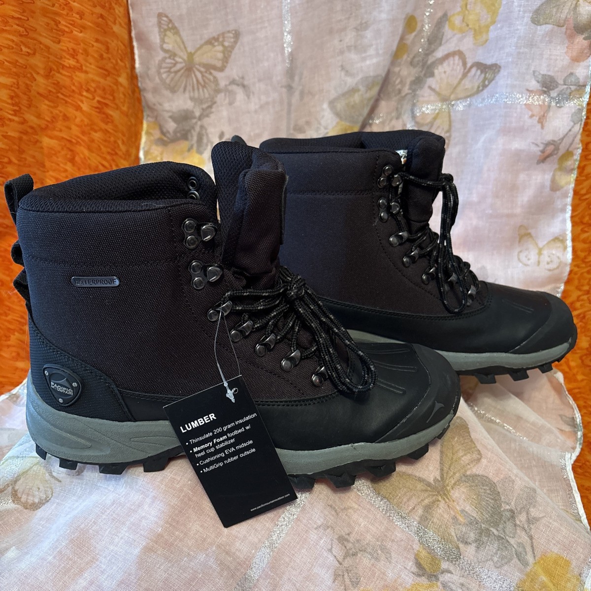 New Black Pacific Mountain Lumber/Hiking Boots Size 8/Memory  display picture 2