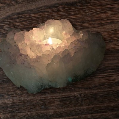 Amethyst Druse Kristall Teelichthalter Kerzenhalter Achat Feng Shui Heilstein 