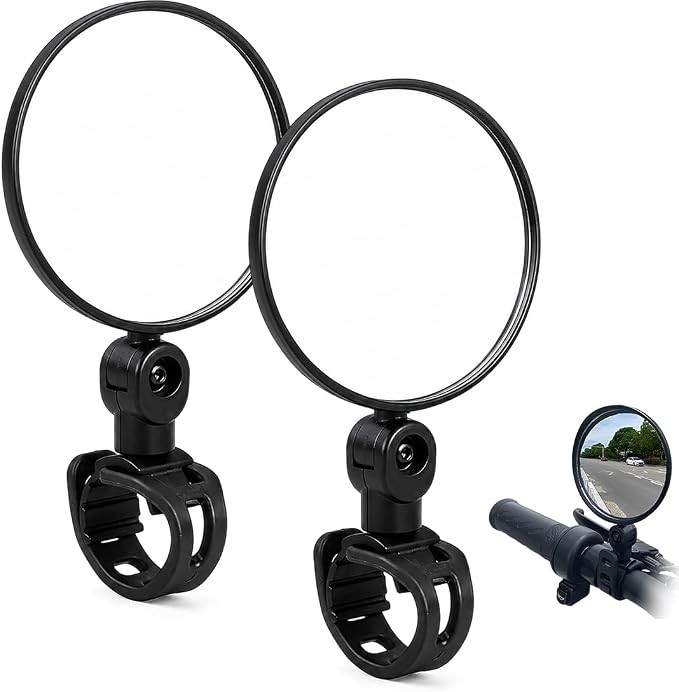 Bici Elettrica Specchietto 2 Pezzi, Accessori Bici Retrovisore 360° Regolabile,
