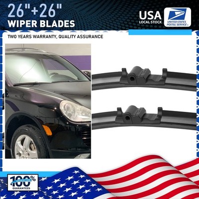 New 26''+ 26''Black Windshield Wiper Blades Premium Hybrid silicone All Season