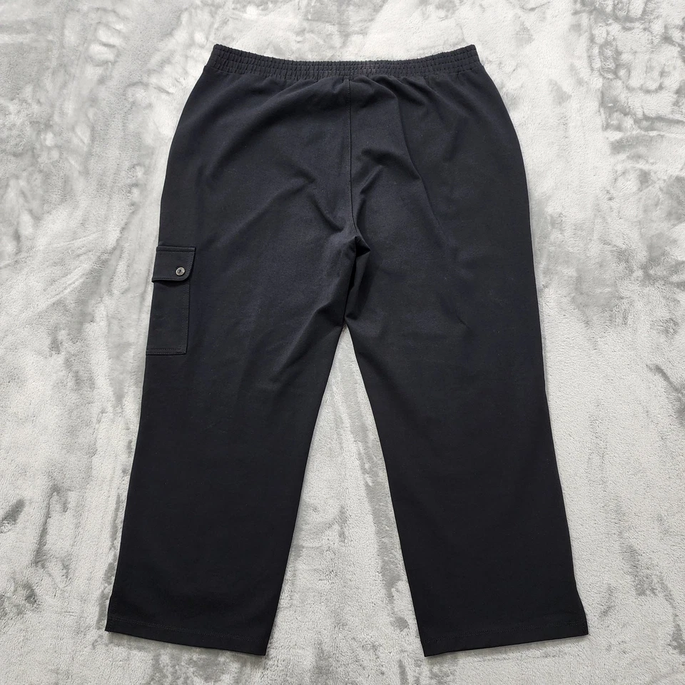 Pantalón de fin de semana Susan Graver para mujer talla M negro tiro alto cargo corto capri Foto 2 de 4