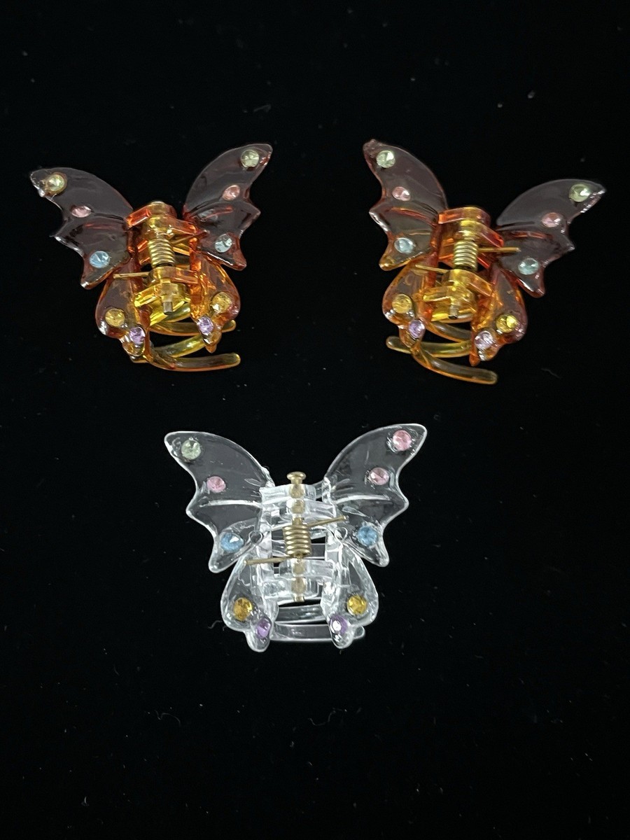 Lot of 3 Vintage Hair Clips Butterfly Clip with Rhinestone  display picture 1