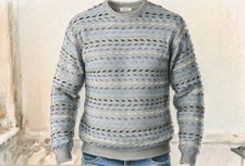 Vintage 1990s Tricots St. Raphael Textured Merino Wool 3D Knit Crewneck Sweater