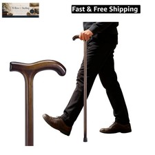 Wooden Walking Cane for Men  Women   36 Inch Wood Cane with Stable Tip, Ergo...