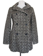 Vintage Y2K Banana Republic Brown Cream Tweed Double Breasted Pea Coat S Women