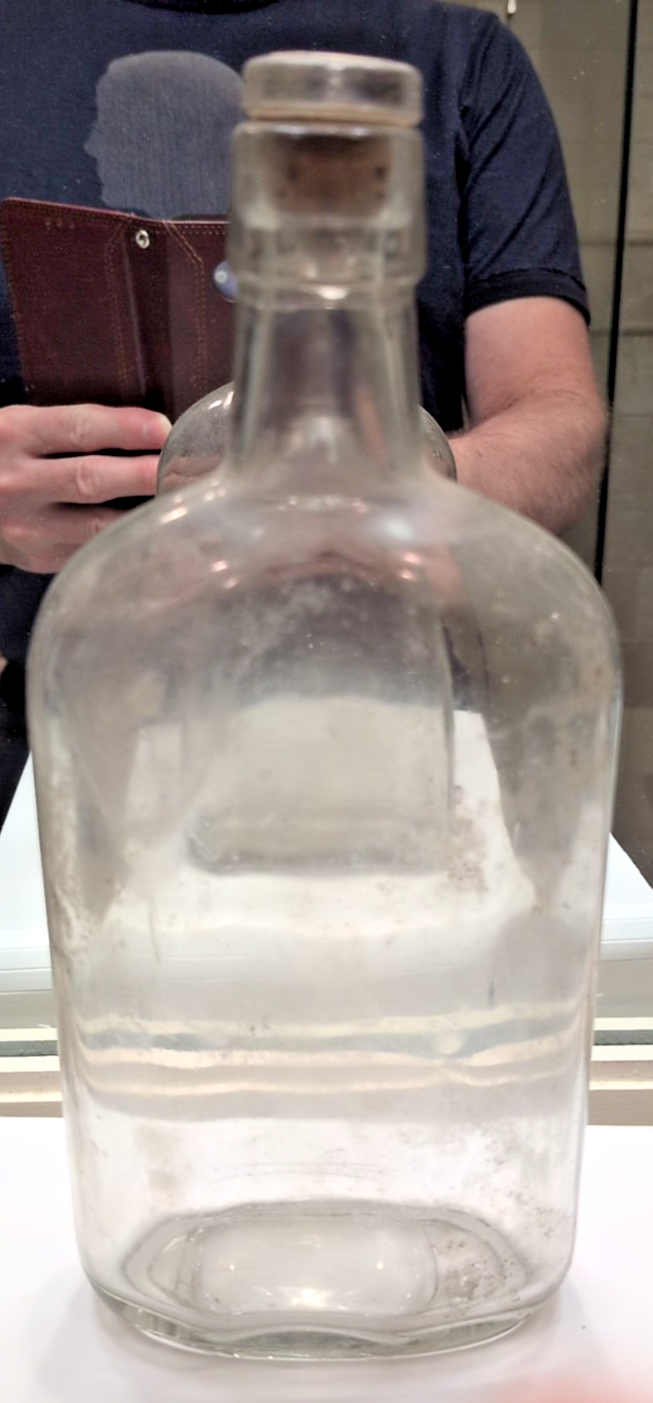 Antique Clear Glass One Pint Liquor Bottle 8.5in w/ Glass Top & Cork ...