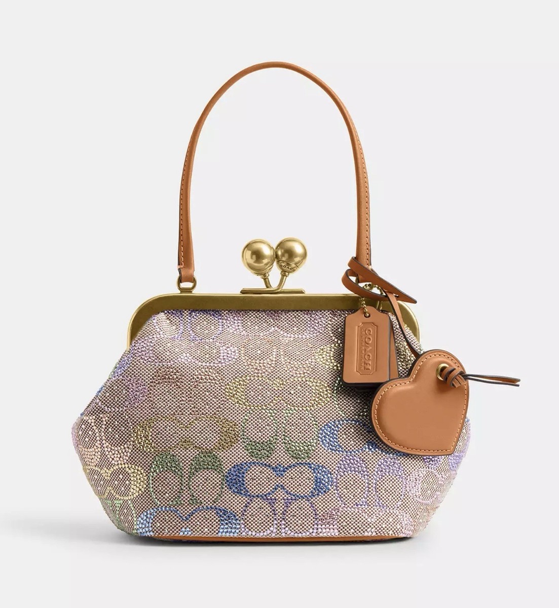 COACH Small Candy Crystal Signature Kisslock Bag 16 Brass CDC36