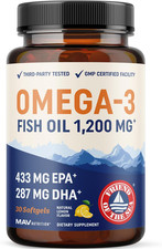 Triple Strength Omega 3 Fish Oil 1200 Mg  EPA  DHA  Wild Caught, Sustainably