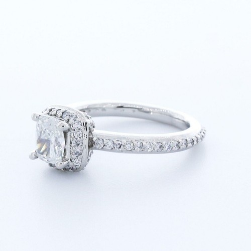 1.96ct D-SI1 Cushion Earth Mined Certified Diamonds 950 Plat. Halo Accent Ring - Picture 3 of 7