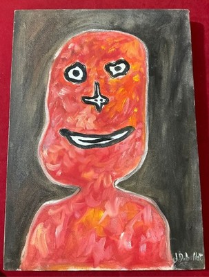 JEAN DUBUFFET  painting  oil on canvas signed stamped vintage