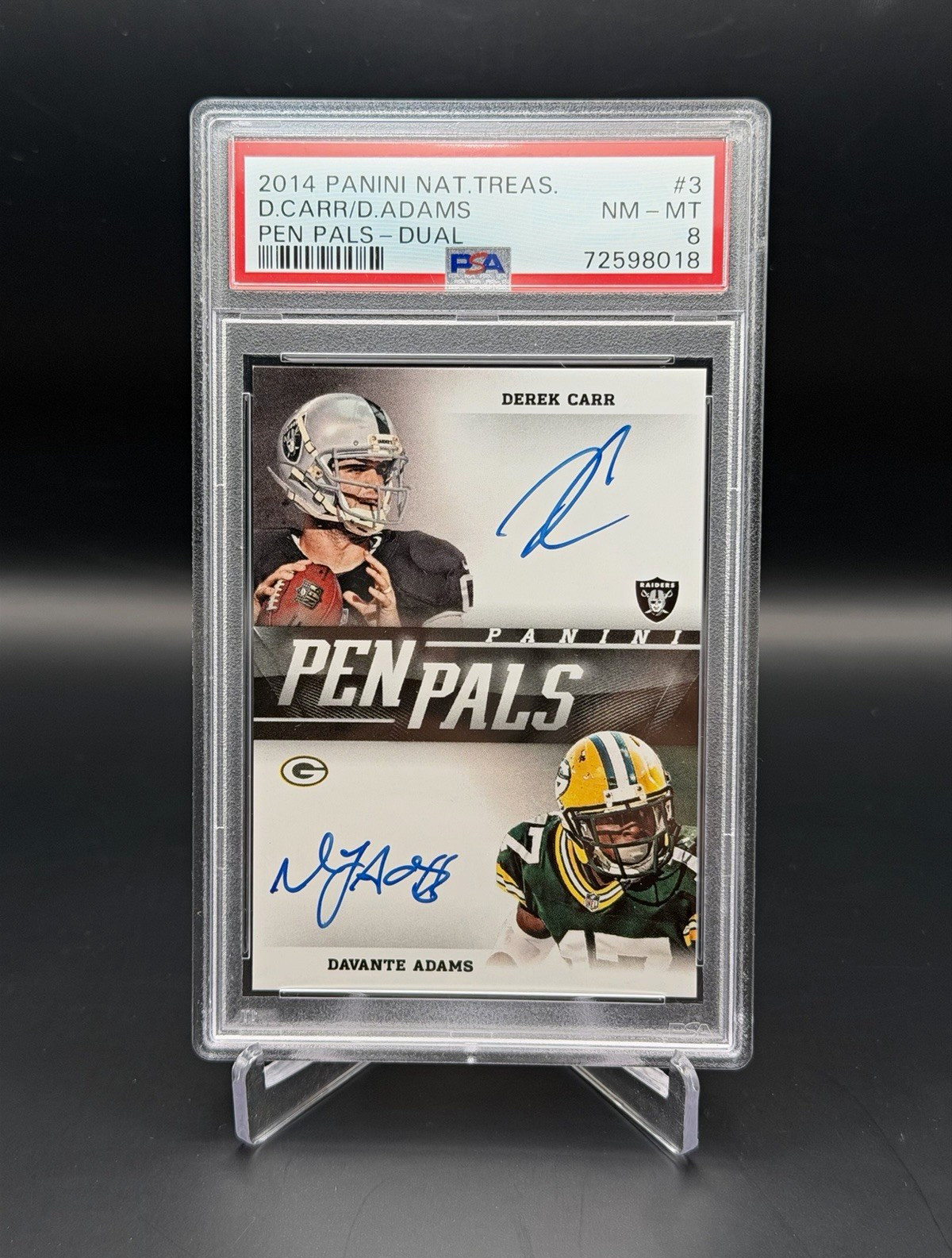 Panini 2014 National Treasures Pen Pals Dual #3 Carr/Adams Auto PSA 8