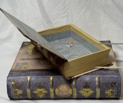 Faux Book Box Storage Riser Decor Set Of 2 Antique Inspired
