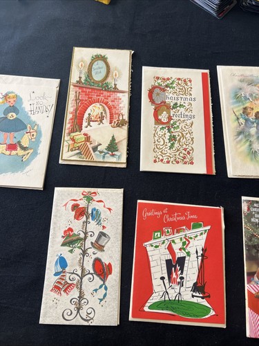 Vintage Cat Playful Christmas Card Glitter Lot of 9 Signed 1950’s-60’s - Bild 3 von 17