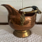 Copper Coal Scuttle with Brass Handles and Lion Head Accents — photo 1