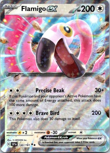Flamigo ex 160/191 Double Rare Surging Sparks Pokemon Holo Near Mint