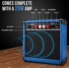 LyxPro Electric Guitar Amp 20 Watt Guitar Amplifier W/Built-in Speaker, BLUE