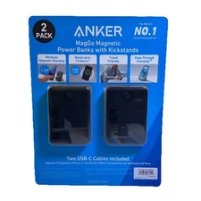 2 Pack Anker MagGo Power Bank Wireless Battery Kickstand 5000mAh Open Box