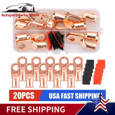 20PCS 1/0 AWG Gauge Copper Lugs W/ BLACK RED Heat Shrink Ring Terminals