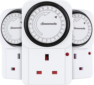 DEWENWILS Zeitschaltuhr Steckdose 24 Stunden programmierbar Energiesparlicht Timer 3 Stück