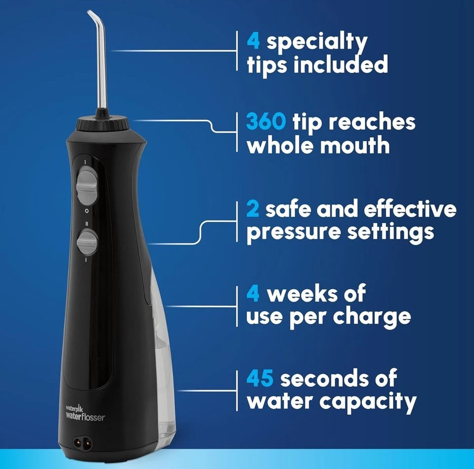 Waterpik Cordless Pearl Water Flosser - Black, Portable & Rechargeable - Image 2 of 4