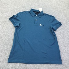 Nautica Polo Shirt Mens Medium Blue Slim Fit Solid Knit Logo Short Sleeve Casual