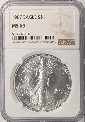 1987 American Silver Eagle - NGC MS69 - A875