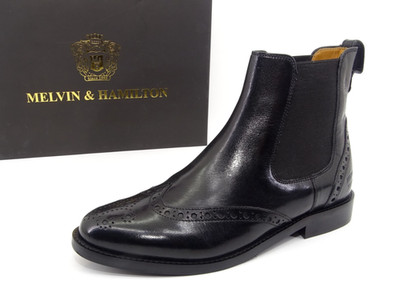 Melvin & Hamilton Selina 29 Chelsea Stiefelette Boots Damen Leder Schwarz Gr. 38