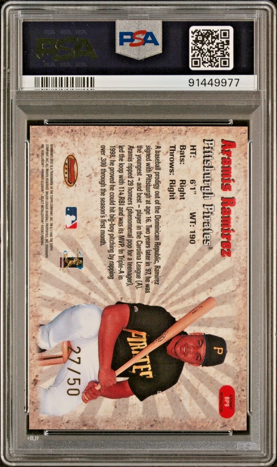 Aramis Ramirez 1998 Bowman's Best Performers refractor atómico 27/50 PSA 9 como nuevo Foto 2 de 3