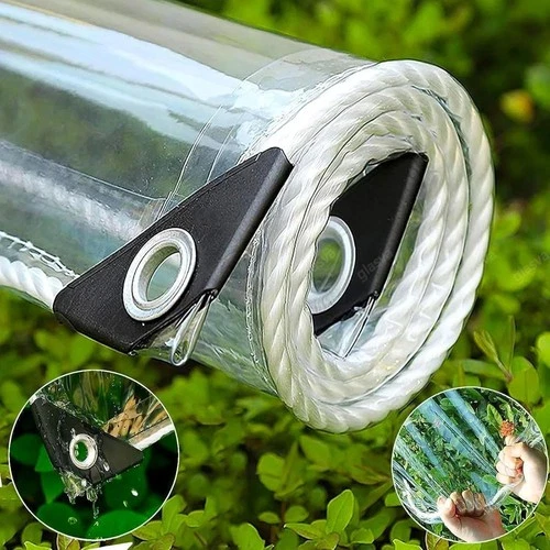 Waterproof Transparent Tarpaulin with Eyelets Protection Tarpaulin Truck Film Clear Garden PVC