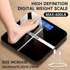 Ultra Wide Digital Bathroom Scale with HD Backlit LCD  Temp Display - 400 lbs/1