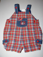 Vintage BABY TOGS My Puppy romper plaid denim 6 months USE MEASUREMENTS
