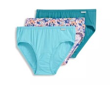 New Jockey Women's size 7 Underwear Elance Cotton Bikini 3 Pack Teal Floral