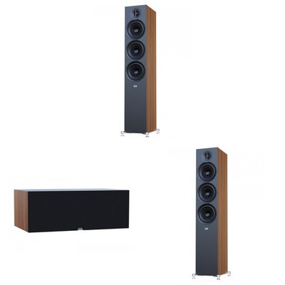 Elac Debut 3.0 Walnut 6.5 Inch Towers With 6.5 Inch Center