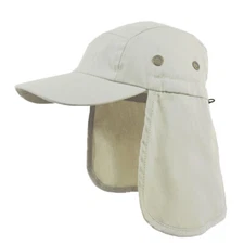 Foreign Legion BDU Cadet Long Neck Flap Hat  Military Flat Top STONE BEIGE Cap