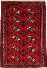 Handmade Oriental Wool Area Rug Red Tribal Geometric Design Carpet Decor 3X5 ft