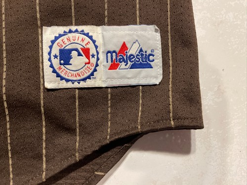 Rare Vintage MAJESTIC New York Yankees BROWN Pinstriped MLB Jersey Men's 2XL - 第 9/12 張圖片