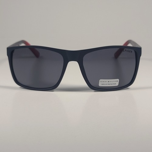 Tommy Hilfiger MP OM677 Rectangular Sunglasses Two Tone Navy Blue Red Gray - Picture 2 of 9