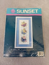 1990 Sunset Butterfly Trio Stamped Cross Stitch Kit  13035 Sealed