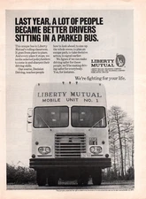 Liberty Mutual Insurance Mobile Unit 1971 Vintage B&W Print Ad