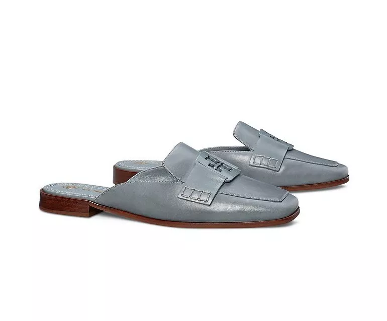 Nuevo en caja Mocasín Tory Burch Georgia Backless Mule Azul EE. UU. 8,5 AUTÉNTICO