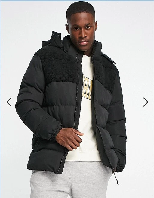 Threadbare puffer jacket with detachable hood in black - S - Image 4 of 4