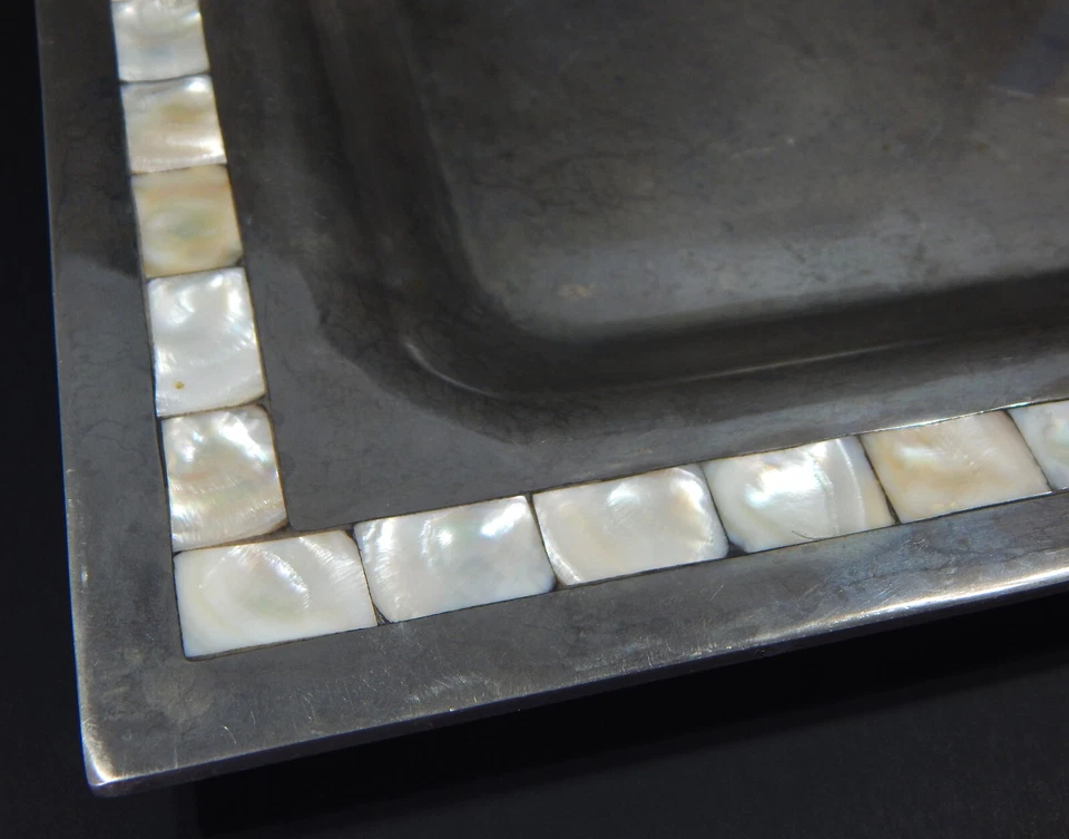 TOALLA PLATEROS MADREPERLA METAL PLATO CUADRADO PLATO BANDEJA PARA SERVIR DE COLECCIÓN Foto 4 de 4