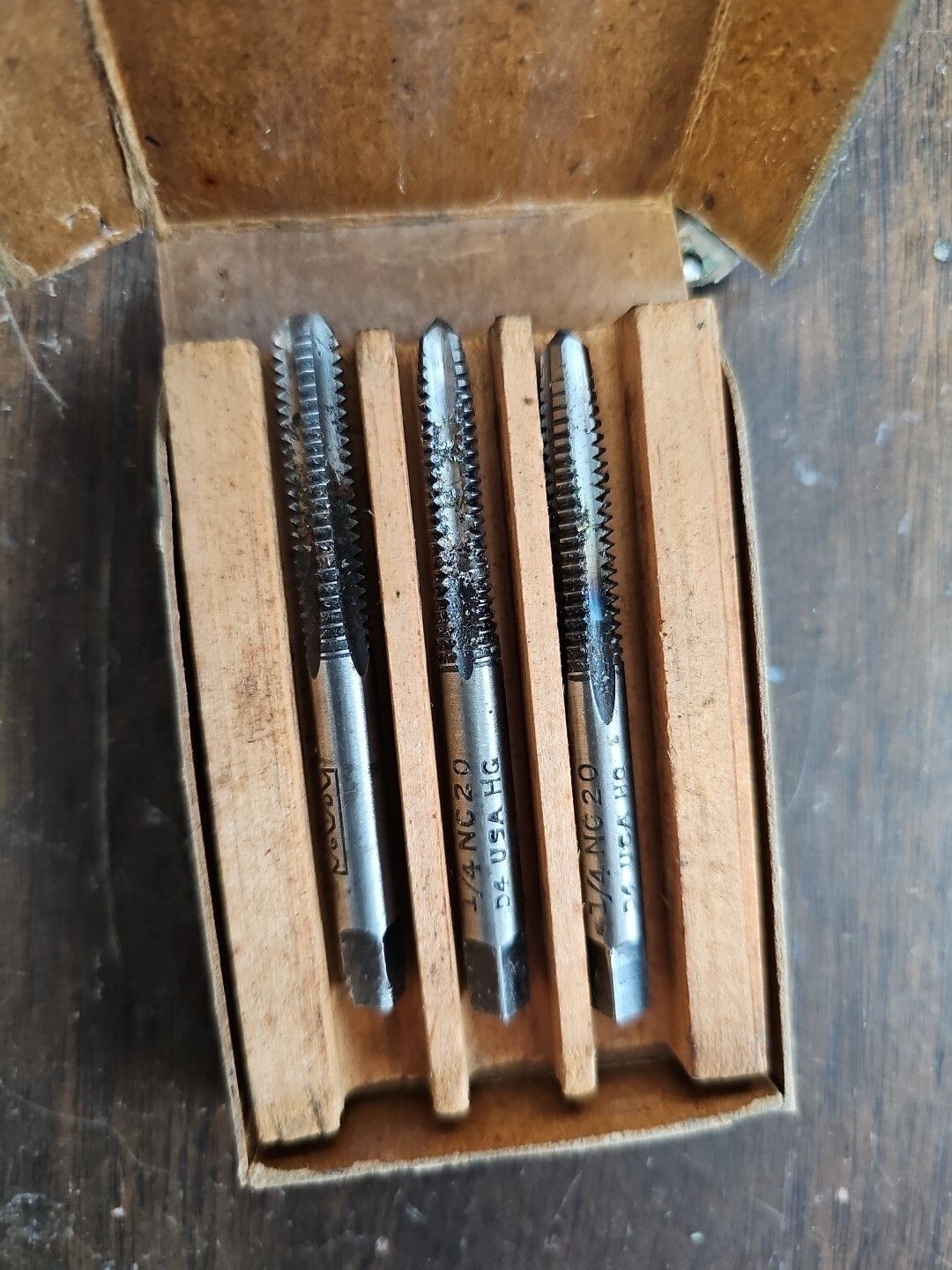 Vintage Greenfield Tap & Die Hand Taps 1/420 Set of 3 With Original