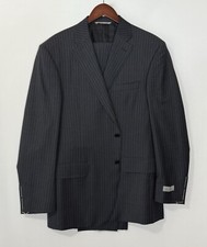 CANALI Charcoal with Light Blue stripes Suit Size 42 R RETAIL 2495 101