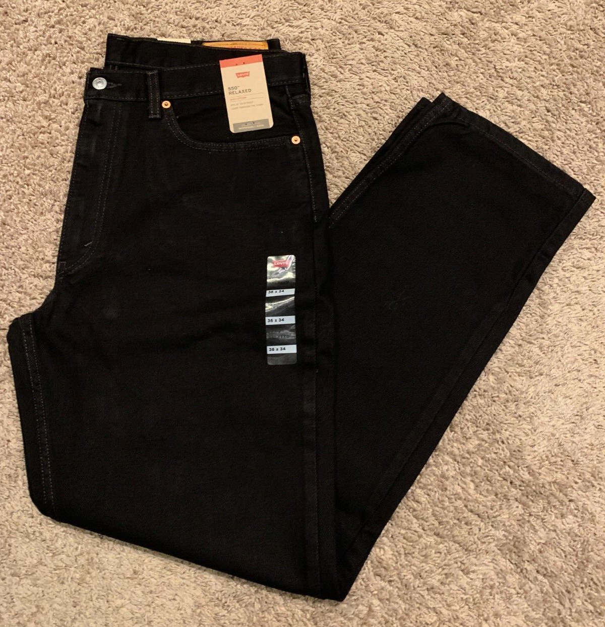 Levi's 550 Relaxed Fit Black Jeans 100% Cotton Men's 36X34 NWT RT$$64.50 0260 A4