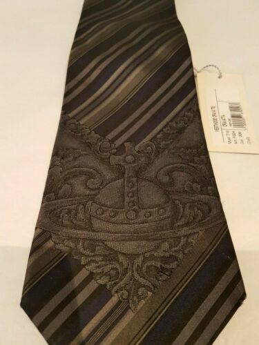Vivienne Westwood Crossbone Skull Tie Used Rare Gold Color Silk