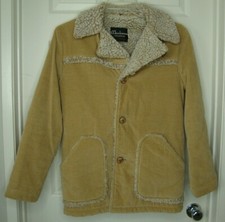 Vtg Corduroy Jacket Woodsman Outerwear Sherpa Lined Coat Tan 36R Made in USA